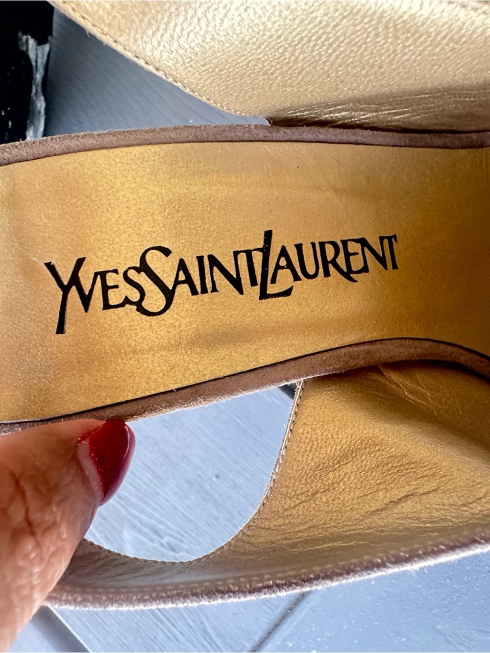 Saint Laurent Taupe Suede Pointed Slingback Pumps Sz 7.5 - Picture 8 of 11